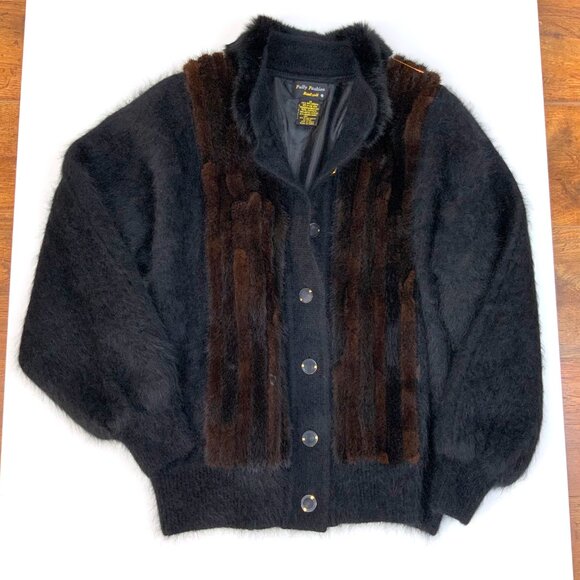 Radzoli by Fully Fashion Mink Fur Accent Angora Rabbit Blend Jacket Sz M - L - Picture 10 of 16